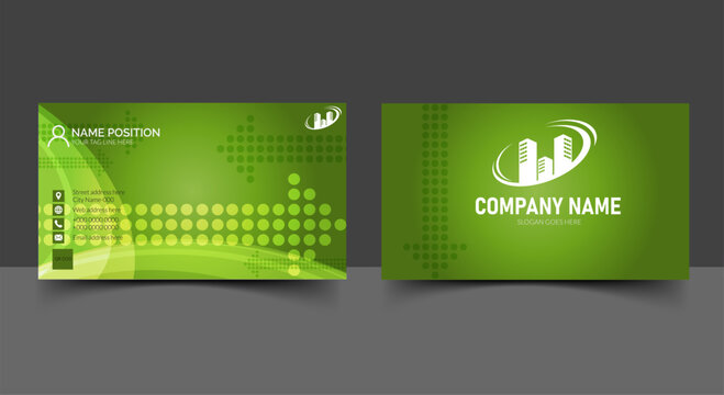 Professional company business card template with modern dots pattern
