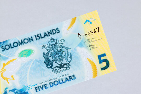 Solomon Islands five dollars polymer currency bill from 2019