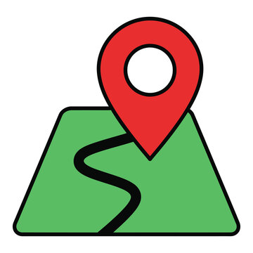 Colorful map marker icon with green triangle and red location pin icon