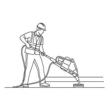 Worker Operating Power Plate Compactor for Ground Preparation