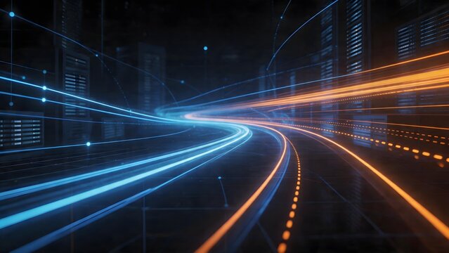 Futuristic data network with glowing lines