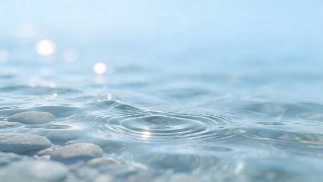 Ripples in clear water with pebbles