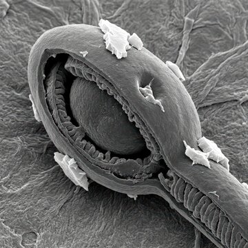 Cross Section Of Human Sperm Head With Internalized Microplastic IA-SEM Reconstruction