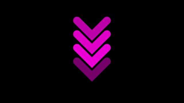 Dynamic swipe down 4k video animation with pink arrow on black

