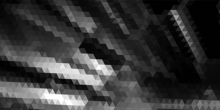 Black grey abstract vector background. Geometric monochrome mosaic composed of triangles. Dark polygons wallpaper. Gradient. Shadow