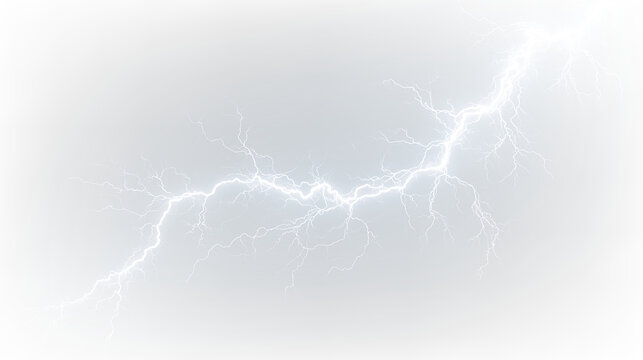 Lightning strikes across a clear background during a stormy night