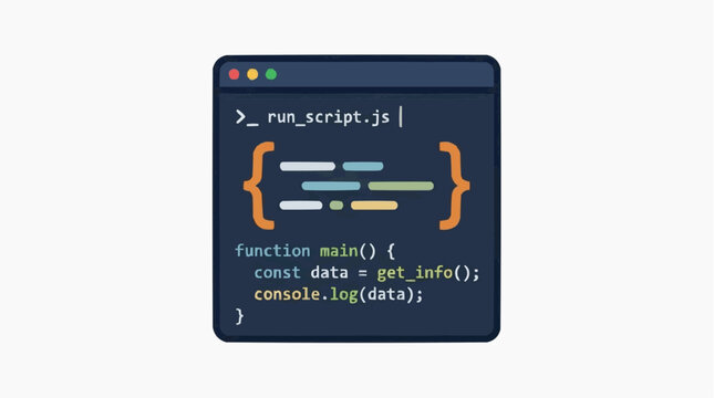 Code Execution Illustration: A stylized representation of a code snippet within a terminal window, symbolizing the execution of a script and the power of technology.