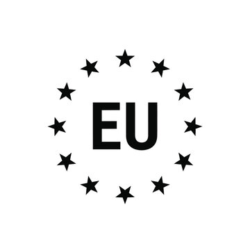 european union flag icon black and white circular emblem with stars and letters high quality professional detailed modern elegant stylish
