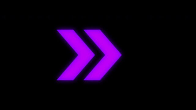 4K Animated Right Glowing Neon Arrow Icon Loop Dark Background Motion Graphics