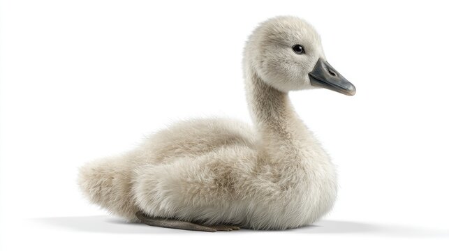 Cute swan cygnet isolated on white background, png