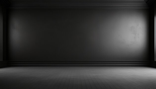 dark room black wall gray floor minimalist empty space background