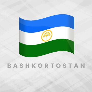 Vibrant Animated Bashkortostan Flag Waving with Dynamic Motion and Kurai Flower for Patriotic Russian Republic Pride