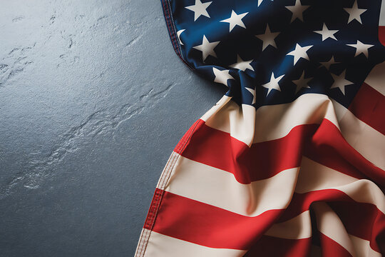 American flag draped over a dark textured surface