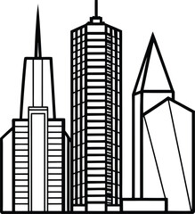 Obraz premium Modern Metropolitan Skyscraper Cluster - Urban City Building Line Art Vector