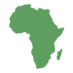 Obraz premium Green Africa Map Silhouette With Madagascar Isolated On White Background