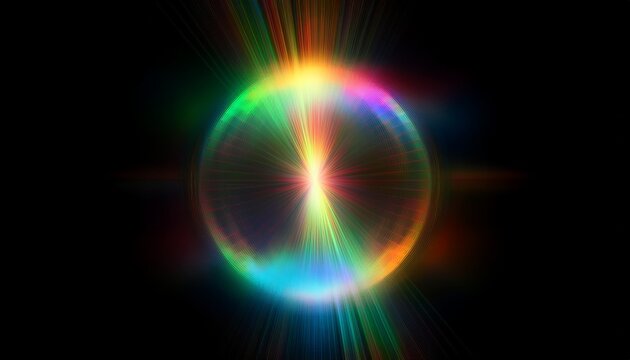 blurred rainbow refraction overlay effect light lens prism effect on black background holographic reflection crystal flare leak shadow overlay colorful rainbow disco ball light