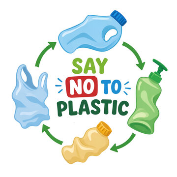 Say No to Plastic Environmental Awareness Illustration