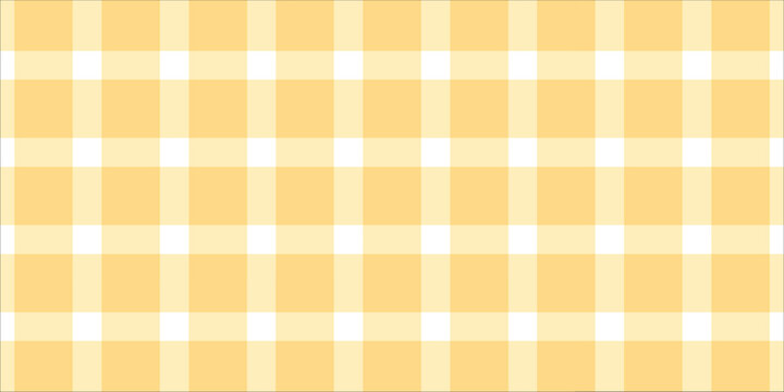 Yellow gingham or vichy pattern. Autumn or Thanksgiving day textile print for tabletop, picnic blanket, basket napkin, shirt or handkerchief. Cotton, linen or flannel design. Vector flat illustration.