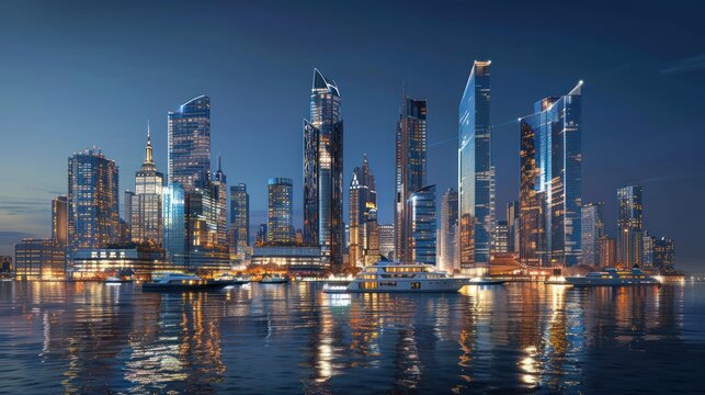 Futuristic City Skyline at Dusk