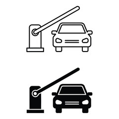 Black and white car parking barrier gate icons  car parking barrier gate icons icon © Nur