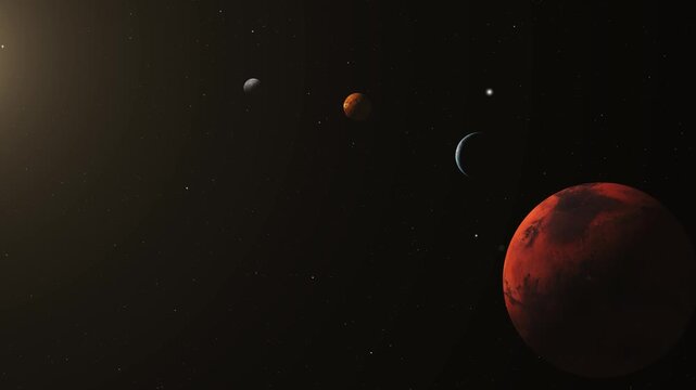 Alignment of Mercury Venus Earth and Mars Bathing in Solar Light