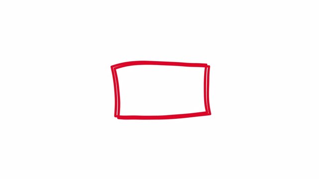 Hand drawing red rectangle animation On transparent background