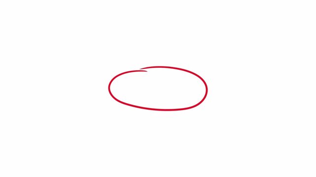 red oval frame circle Hand drawing animation with transparent background