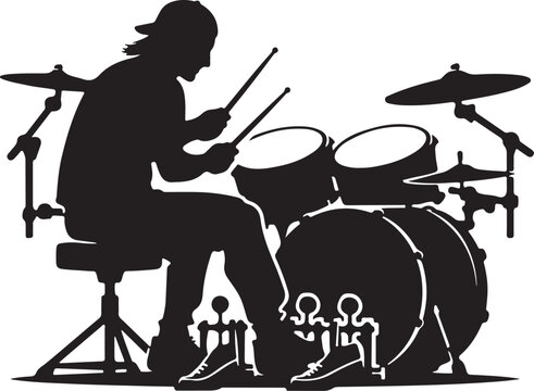 silhouette of drummer hitting double bass pedals
