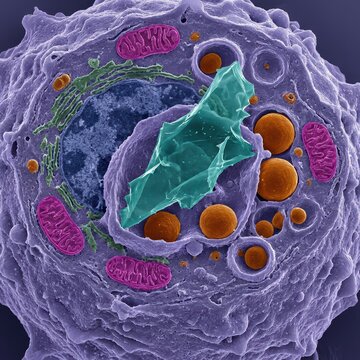 Internalized Microplastic Fragment Within Human Alveolar Macrophage Ion-Abrasion Scanning Electron Micrograph