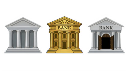 Fototapeta premium Bank building finance icons isolated on transparent background