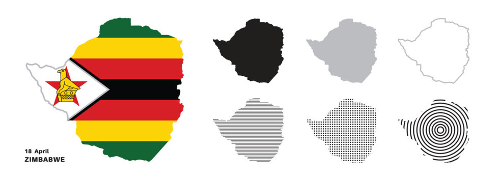 Set of isolated zimbabwe maps. zimbabwe flag overlaid with flag proportions. Maps and traveling around the world