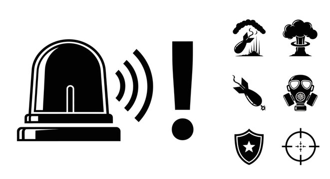 Warning signs and symbols icons set.