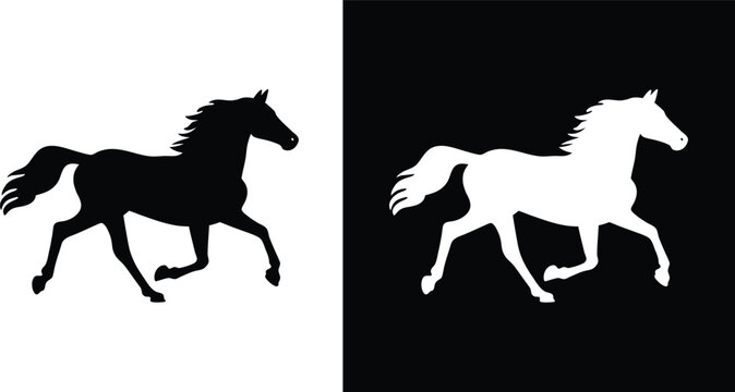 A silhouette of a running horse vector illustration on a white background