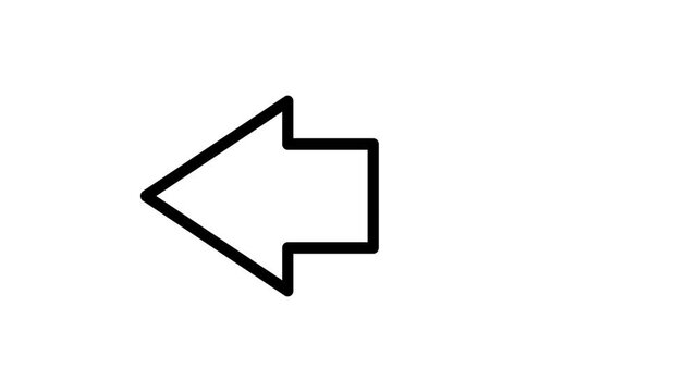 Animated left arrow icon moving on a white background. Swipe left gesture concept. 4K video clip animation.
