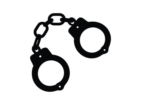 handcuff silhouette,  handcuff vector art, handcuffs logo icon vector illustration on a white background