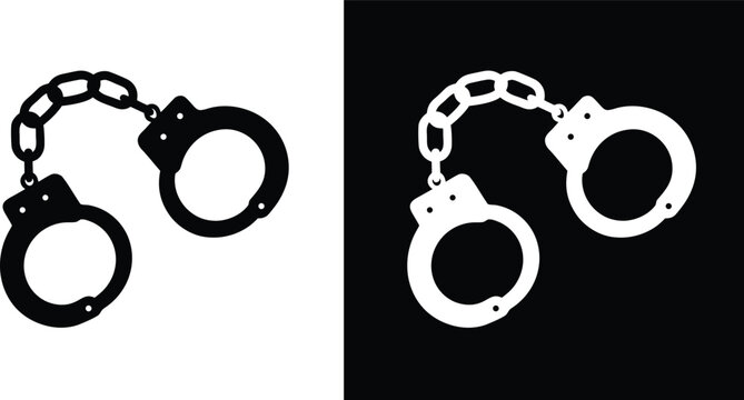 handcuff silhouette,  handcuff vector art, handcuffs logo icon vector illustration on a white background