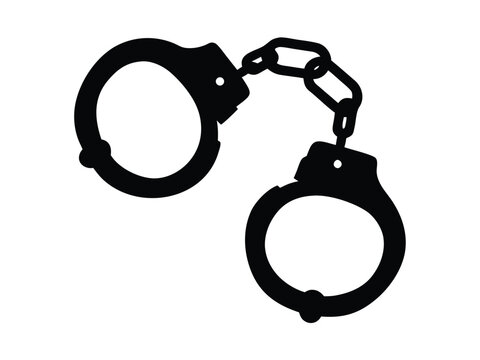 handcuff silhouette,  handcuff vector art, handcuffs logo icon vector illustration on a white background