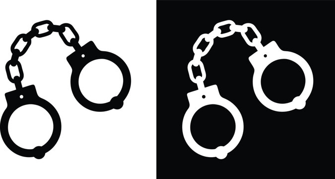 handcuff silhouette,  handcuff vector art, handcuffs logo icon vector illustration on a white background