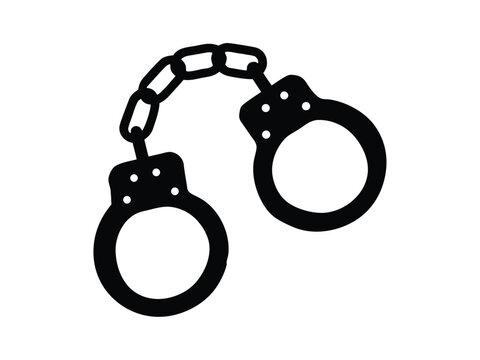 handcuff silhouette,  handcuff vector art, handcuffs logo icon vector illustration on a white background