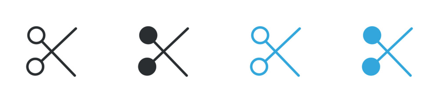 Cut icon set. scissors tool symbol. edit and trim concept. vector illustration.