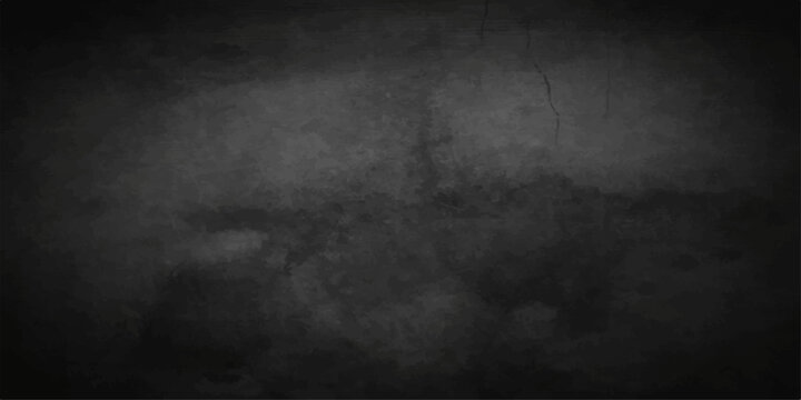 A dark vintage grunge wall backdrop featuring a textured black concrete surface and old dirty gray stone pattern for a blank frame design