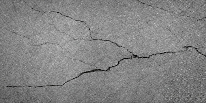 An abstract, old grunge texture of cracked concrete and broken cement plaster reveals a rough, weathered stone surface with a dirty, textured pattern of dry earth