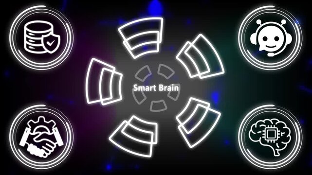 Smart brain artificial intelligence Hud interface with data security and neural network machine learning.