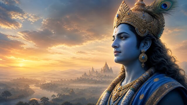 Lord Vishnu Cosmic Form | Shri Ram Divine Blessings | Lakshmi Narayan | Spiritual Hindu Devotion