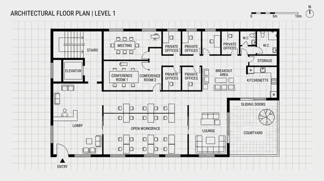Detailed architectural floor plan design blueprint.