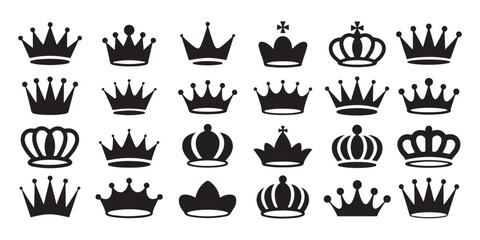 Crown set icons, collection different crown sign. silhouette vector illustration © Misho x Mamun