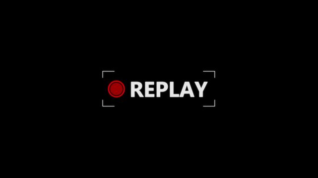 Replay text button animation with alpha channel, Replay icon video for Live Streamers, Action replay sign icon loop animation. motion graphic of replay concept.