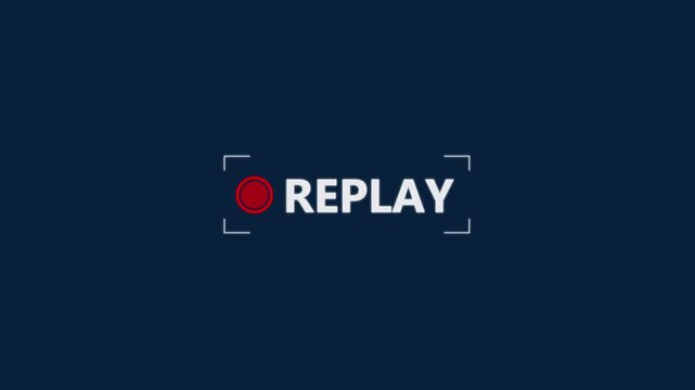 Replay text button animation with alpha channel, Replay icon video for Live Streamers, Action replay sign icon loop animation. motion graphic of replay concept.