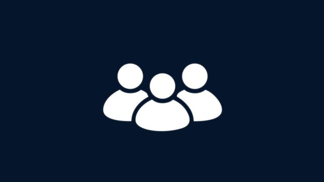 Group people user icon. motion graphic of group people concept . 4k animation motion video . on a blue background.