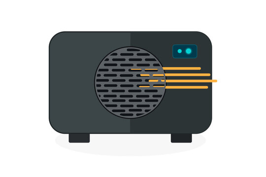 Modern air source heat pump icon. Sustainable heating system for green home. Energy efficiency. For renewable energy, sustainable home heating, eco-friendly technologies and energy productivity.Vector
